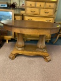 Lamp or parlor table double pedestal oval