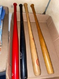 4 18 inch baseball bats, 2 Chief Wahoo, 1 Indians, 1 Akron Aeros