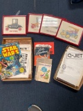 Needlepoint vintage cars, Star Wars comic, books, etc