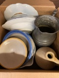 Pottery pitcher crock drug dishes, Royal blue porcelain