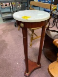 Marble top with wood base plant stand
