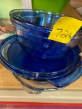 Glass bowls blue anchor Pie plate