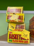 4 boxes Fleer 1990 basketball player photo cards