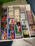 Box of sports cards, baseball and basketball