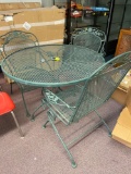 Wrought iron patio table & 3 chairs