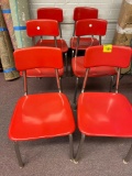 6 red retro chairs