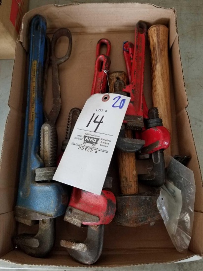 Pipe wrenches, hammers