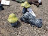 Concrete mushrooms and gnome