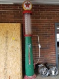 Early Texaco gas pump, repro plastic globe, approx. 10 1/2 ft tall