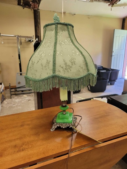 Green onyx art deco table lamp