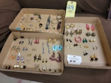3 boxes of costume jewelry, mostly earrings