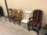 5 chairs, plank bottom, Upholstered, oak