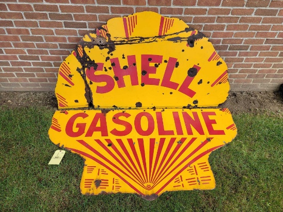 Shell Gasonline - 2 Pc Enamel Sign
