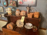 Mason Jar Lamp, Oil Lamp, Stenciled Cheese Box, Cookie Jars