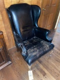 2 Vintage Leather Wingback Chairs