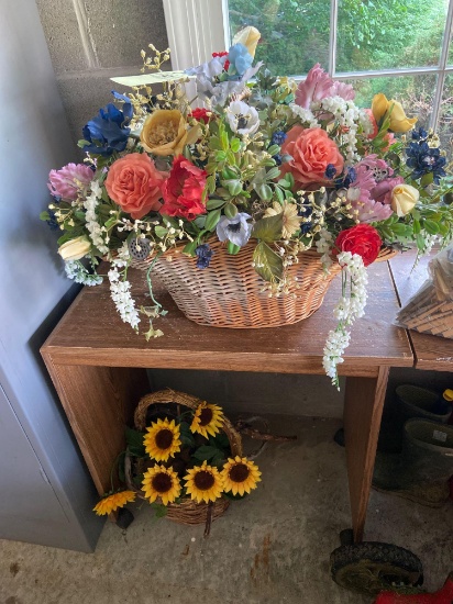 Small Desk and Artificial Flowers