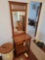 Amish Oak One Drawer Foyer Stand with Mirror