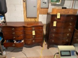Two Curved Front Drexel Dressers with Mirror