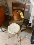 Wood Chair, Bailer Twine, Stool