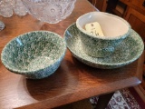 Modern Roseville Spongeware Bowls and Dish