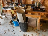 Table On Casters and Contents, Dolly Cart, Trash Can