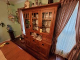 Amish Oak Lighted Dining Room Hutch