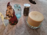 Ball Jars, Jim Shore Santa, Dish and Candle