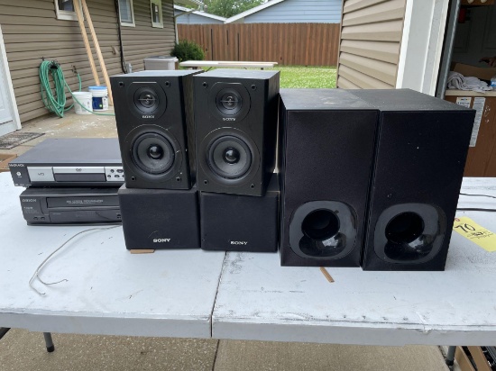 (6) Sony speakers, Magnavox DVD player, Orion VHS