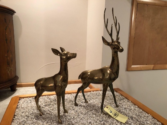 Brass deer statues