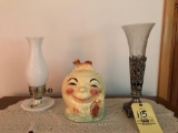 Cookie jar, lamp, vase