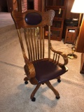 Oak high-back desk chair