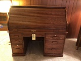 Large oak roll-top desk