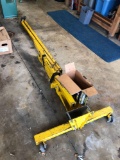 Yellow engine hoist with box of hardware, 1 1/2 ton