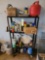 Metal Shelf and Contents, Sprays, Gas Can