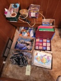 Purses, Tea Box and Teas, Hot Pot, Bench