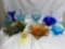 Carnival glass bowls and a Fenton Basket