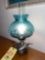 Blue glass lamp w/ metal base