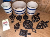 Set of Crocks, assorted trivets