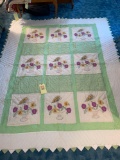 78 in. x 94 in. green and white quilt