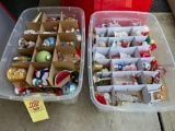 Two containers of Christmas ornaments
