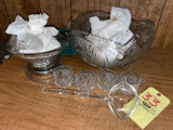 Punch bowl set - 11 cups - glass ladle