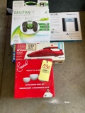 Recursive massager, body scale, Dust Devil sweeper, mix bowl set