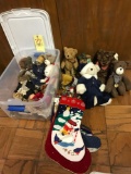 Stuffed collector bears and tote