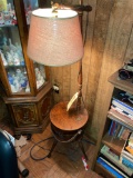 Wood barrel floor lamp