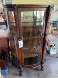 Oak curved glass curio cabinet