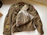 Military jacket and hat - iron coat rack