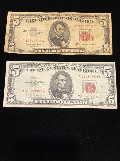 $5 Red Seal Notes 1953 & 1963