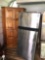 Stainless steel refrigerator and pine corner hutch