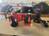 Electric chainsaw, flash light and air pump
