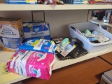 Dog items, toys, pet bowl, mats, diapers